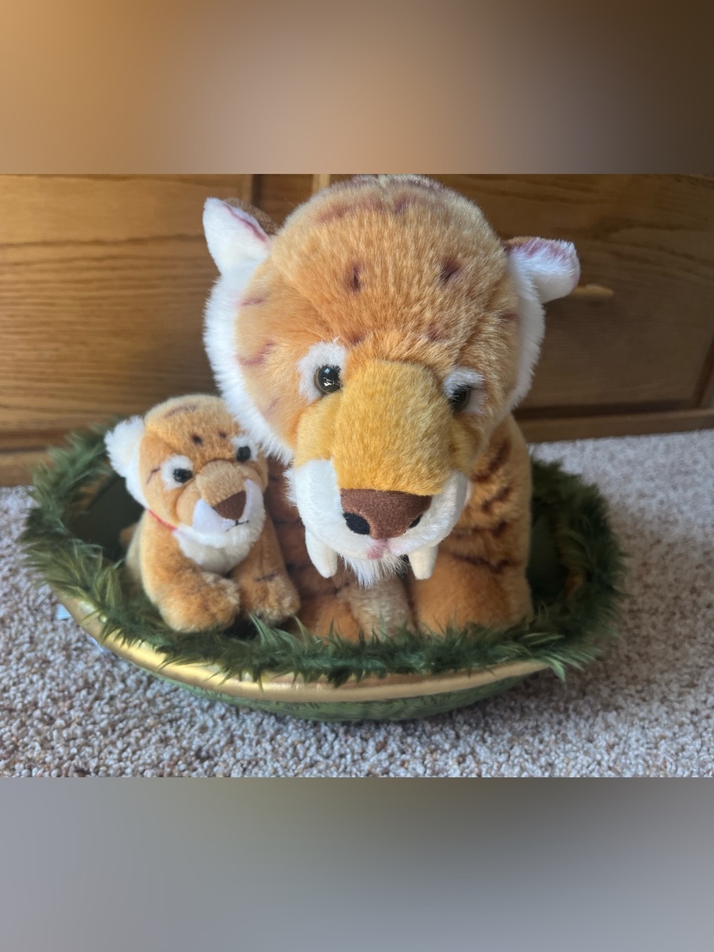 Rare Build a Bear 2010 Build-A-Dino Smilodon Sabertooth BAB Tiger, Baby & Nest
